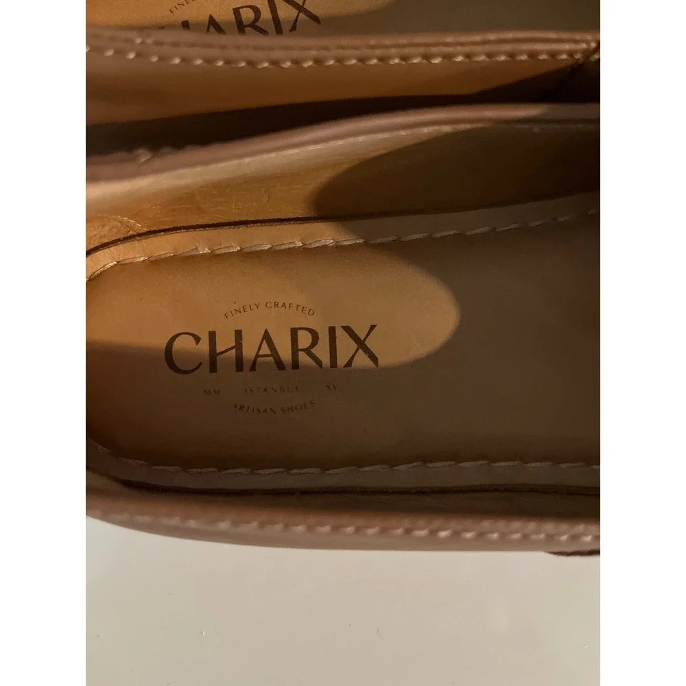 Charix Istanbul Artisan Leather Loafers Cognac Brown Slip On Flats Mens 46